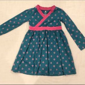 Tea Collection Girls floral dress with pink trimming size 5